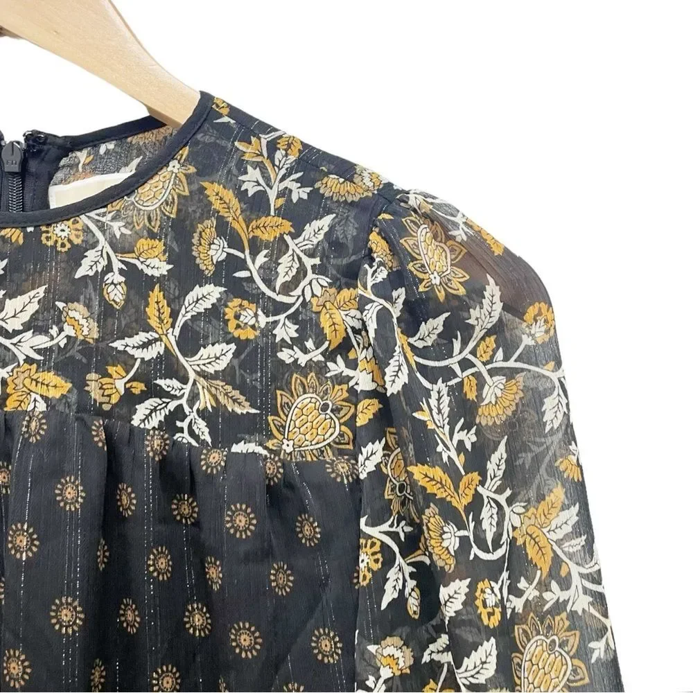 Michael Kors Mixed Botanical Print Georgette Dress Boho Flowy Women’s Size XXS